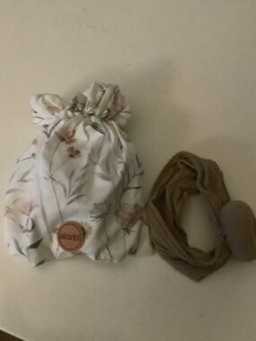 Floral Baby Hat in Cotton with Neutral Headband Set